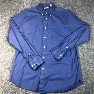 Southern Pines Mens Blue Dotted Long Sleeve Button Down Shirt L G Made in India